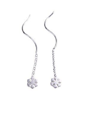 3/$20 NIP | Silver Snowflake Long Chain Threader Earrings